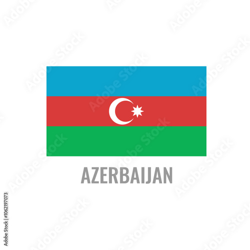 Azerbaijan flag icon. The country sign. Rectangle shape. Isolated on a white background. Vector image. Free Download Azerbaijan flag icon. The country sign. Rectangle shape. Isolated on a white background. Vector image. - GFXLoad