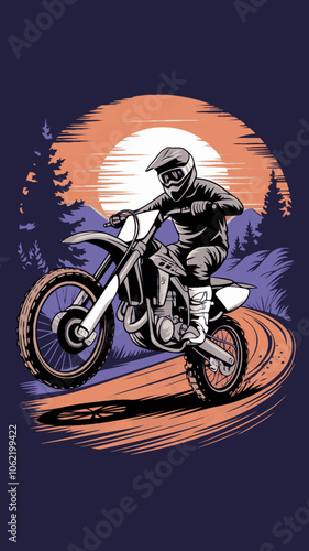 Motocross Rider Sunset Mountain Adventure
