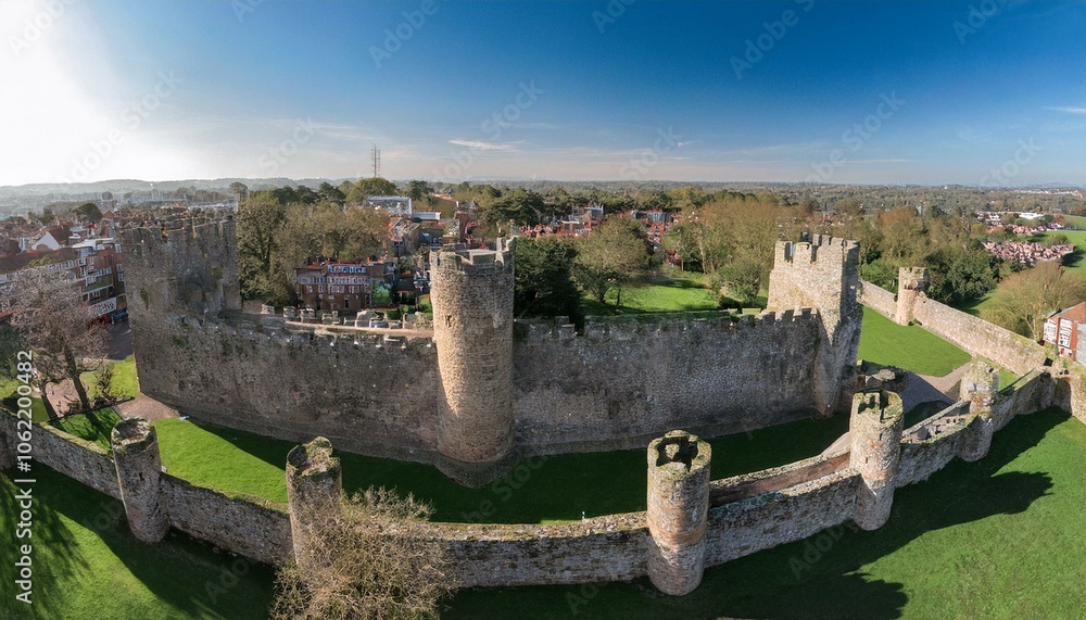 Obraz premium Medieval fortified city, AI generated