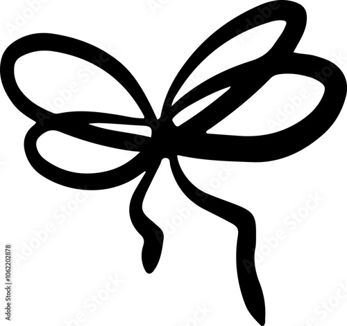 Line art ribbon bow doodle sketch art.