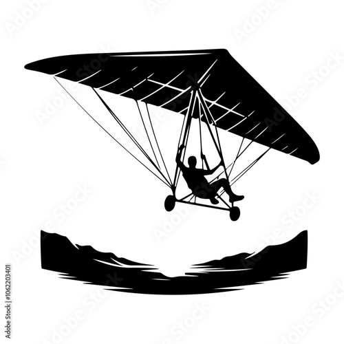 Hang glider silhouette vector. Hang gliding silhouette  sport, extreme, hang glider concept vector icon