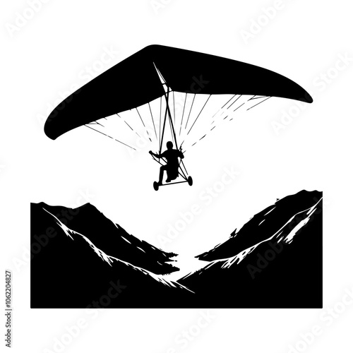 Hang glider silhouette vector. Hang gliding silhouette  sport, extreme, hang glider concept vector icon