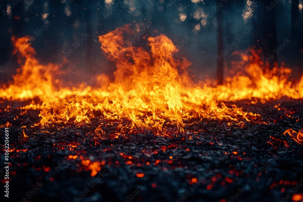 Fiery Forest Floor: Embers and Flames Consuming the Earth Fiery Forest Floor: Embers and Flames Consuming the Earth
