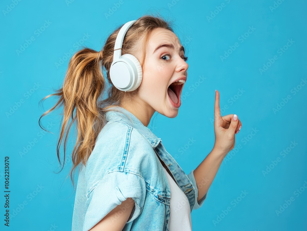 Fototapeta premium girl with headphones