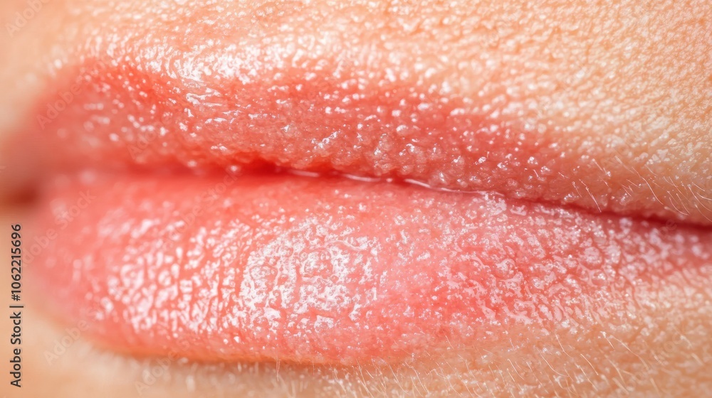 Close-up of Lips with Shimmering Gloss
