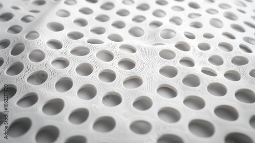 Abstract texture with circular cutouts on a white background.