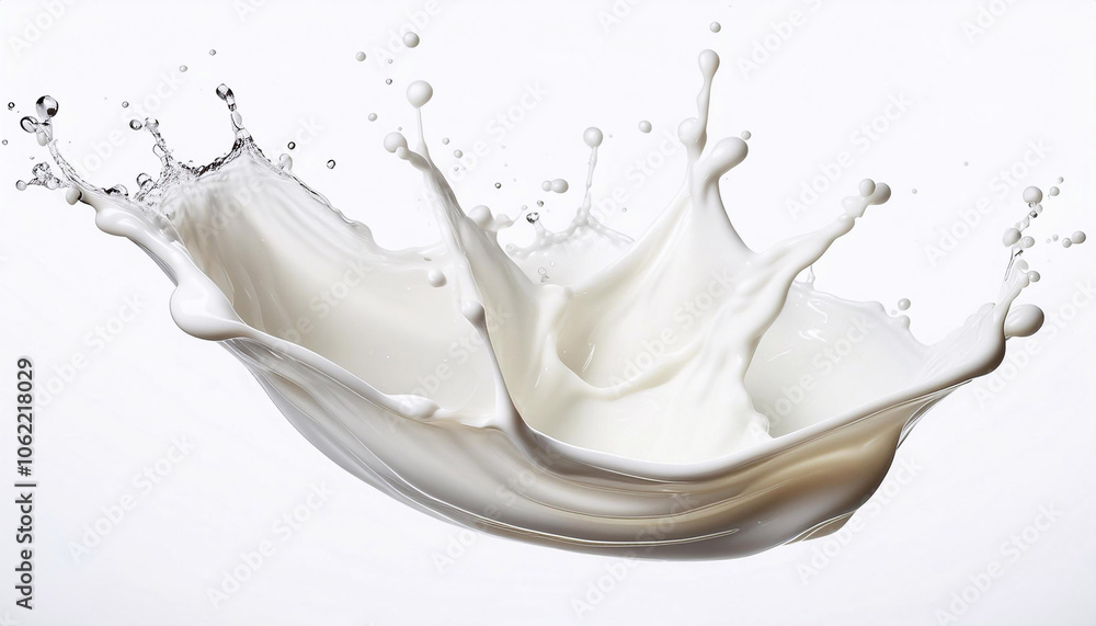 Milk splashing and creating a crown shape on white background Milk splashing and creating a crown shape on white background