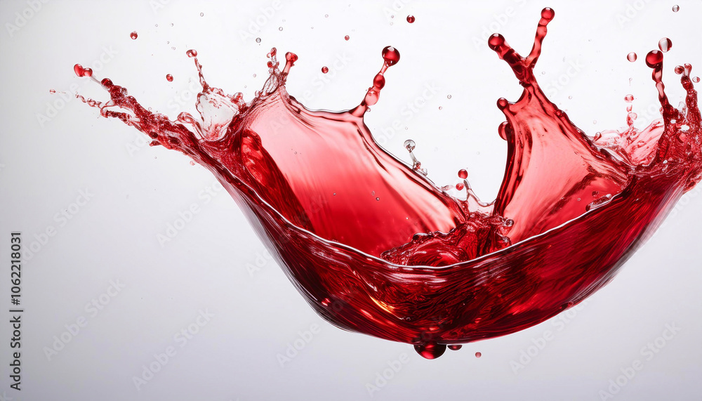 Red liquid splashing and forming a crown shape Red liquid splashing and forming a crown shape