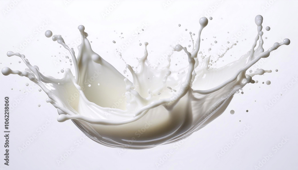 Milk splashing and making a crown shape on white background Milk splashing and making a crown shape on white background