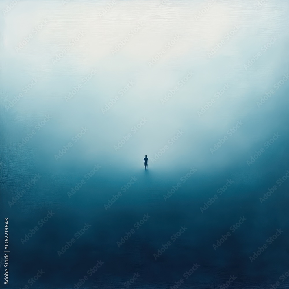 Fototapeta premium Mysterious Male Figure Against Dark Blurred Background