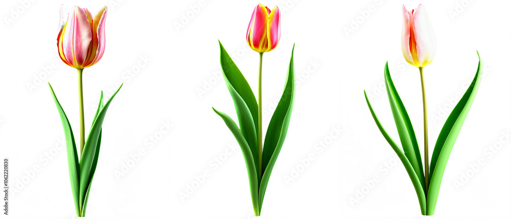 Obraz premium Beautiful Tulip Flowers, Isolated or Die Cut on Transparent Background.