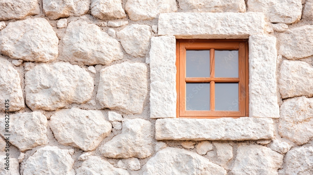 A weathered wooden window frame with peeling paint and cracked glass, set into the thick stone wall of an ancient castle ruin. A weathered wooden window frame with peeling paint and cracked glass, set into the thick stone wall of an ancient castle ruin.