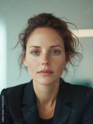 Businesswoman Concentrating at Her Desk