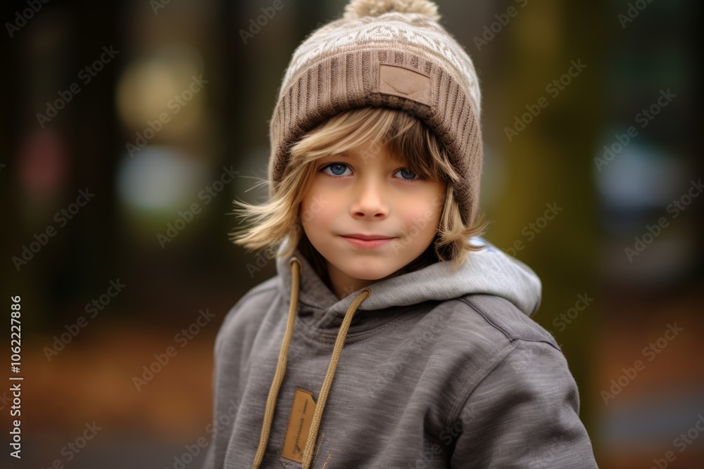 Portrait of a cute little boy in a warm winter hat. Portrait of a cute little boy in a warm winter hat.