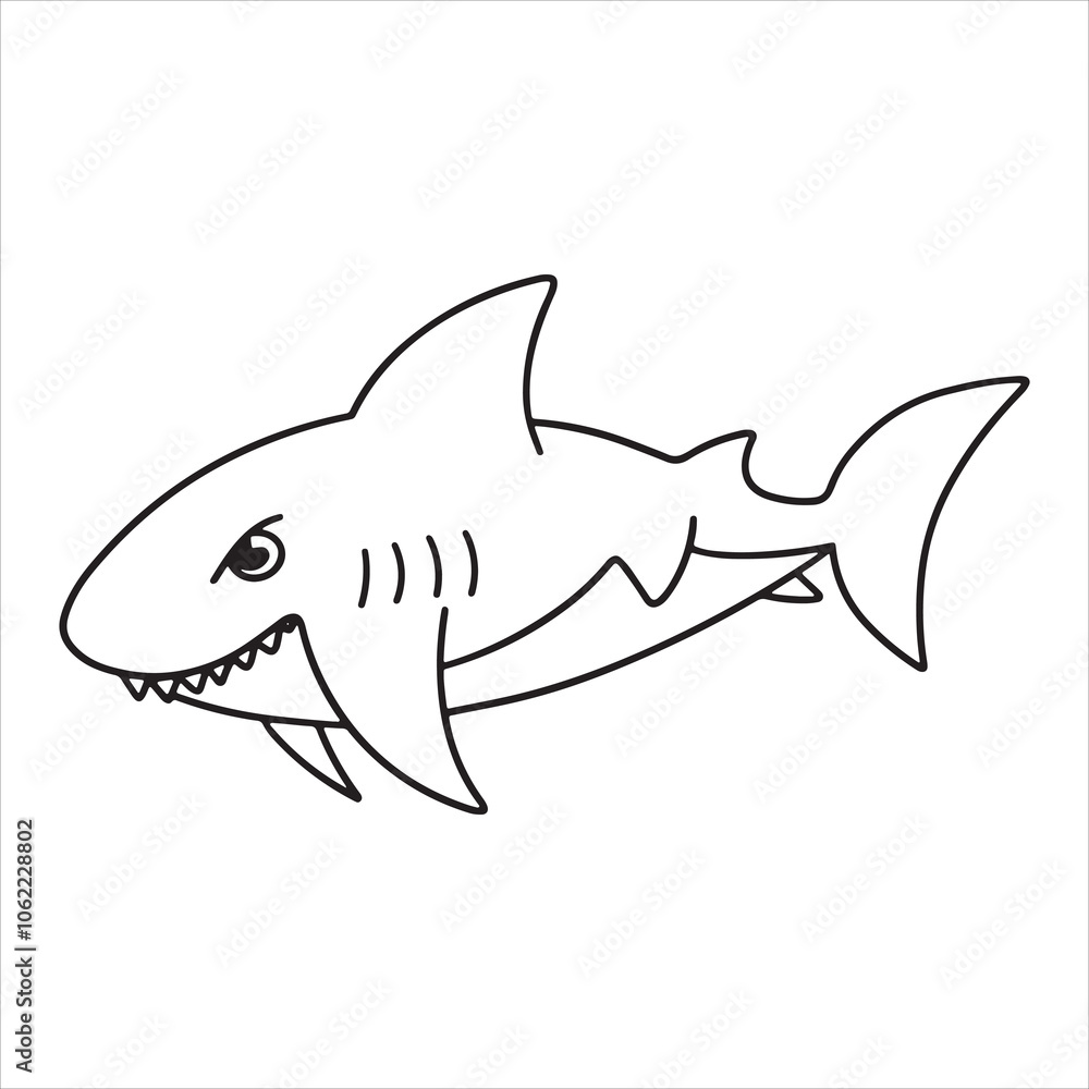 Fototapeta premium Shark sketch art outline icon vector illustration
