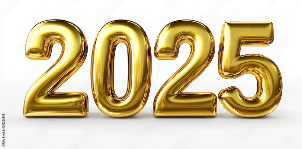 golden text 2025 isolated on a white background golden text 2025 isolated on a white background
