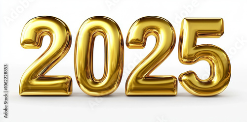  golden text 2025 isolated on a white background