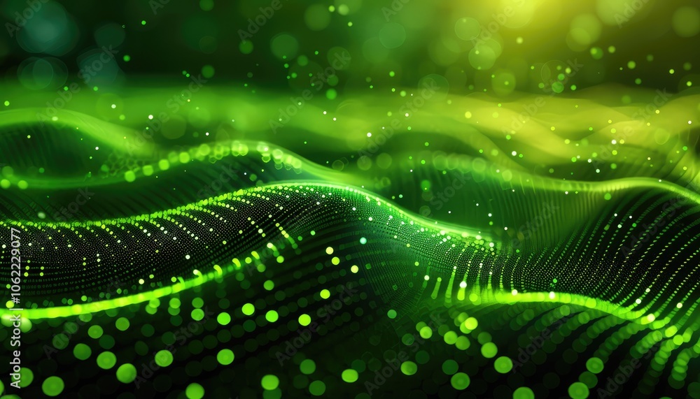 Abstract Green Wavy Pattern with Blurred Circles Abstract Green Wavy Pattern with Blurred Circles