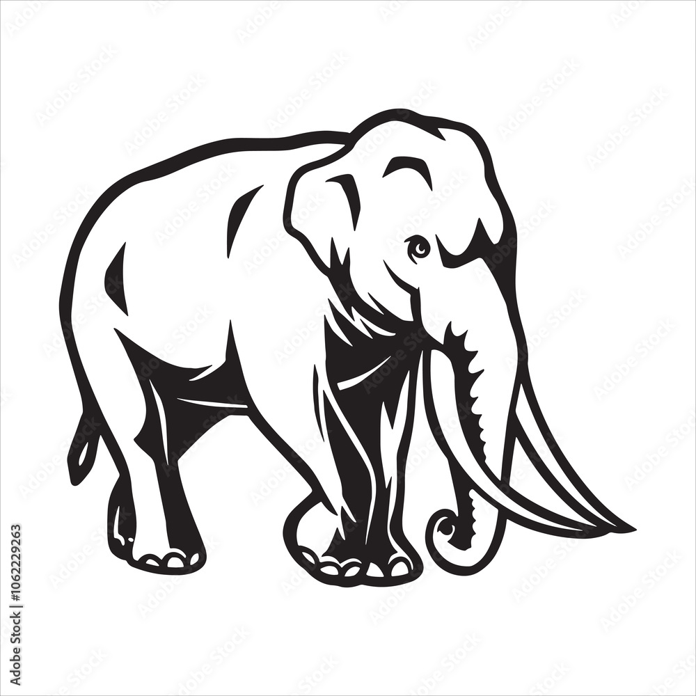 Obraz premium An elephant sketch art vector illustration