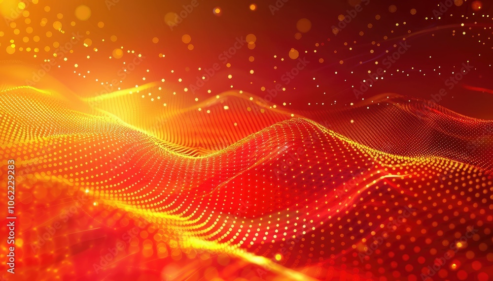 Abstract Red and Gold Wavy Pattern with Glowing Lights Abstract Red and Gold Wavy Pattern with Glowing Lights
