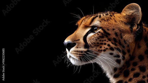 Elegant Profile of Cheetah Against Black Background
