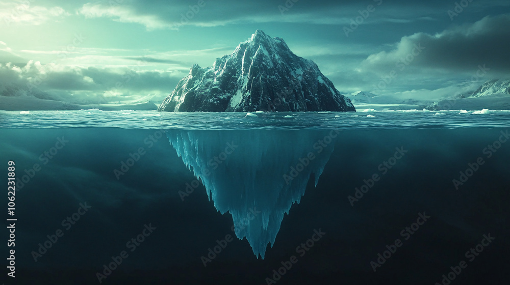 mysterious iceberg island underwater landscape mysterious iceberg island underwater landscape