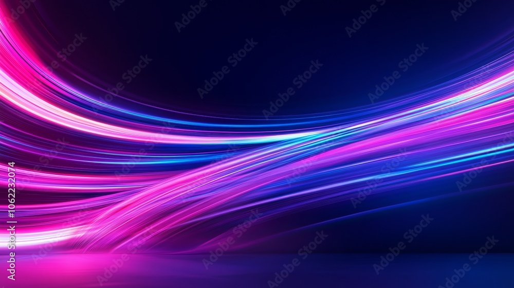 Purple and blue neon lights wave on dark background Purple and blue neon lights wave on dark background