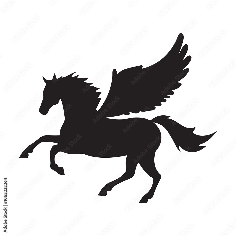 Pegasus full black silhouette illustration vector Pegasus full black silhouette illustration vector