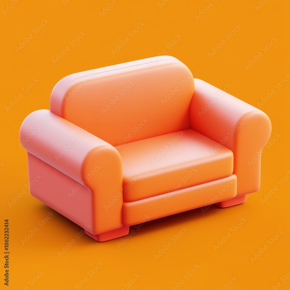 Vibrant and Modern Armchair on Vivid Orange Background Vibrant and Modern Armchair on Vivid Orange Background