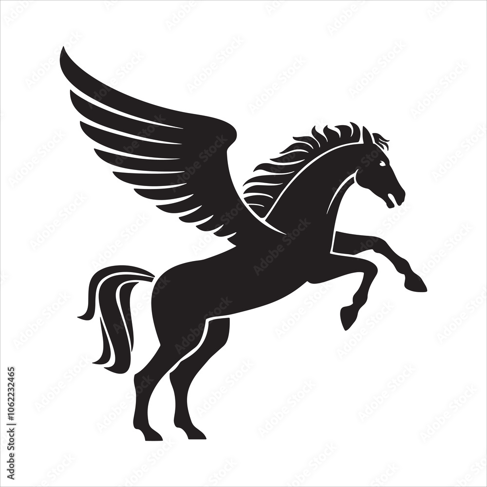 Heraldry horse with wings sketch art silhouette illustration vector