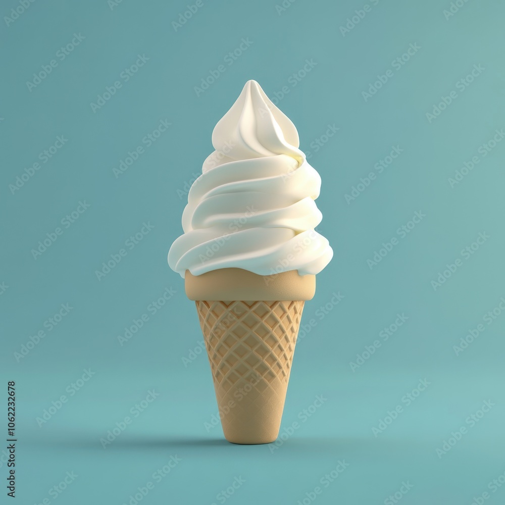 Soft Serve Ice Cream Cone on Turquoise Background Soft Serve Ice Cream Cone on Turquoise Background