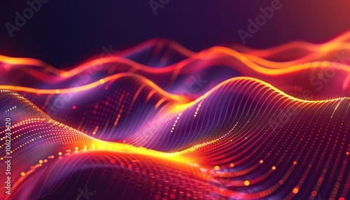 Abstract Wavy Pattern with Red, Orange, and Yellow Lights