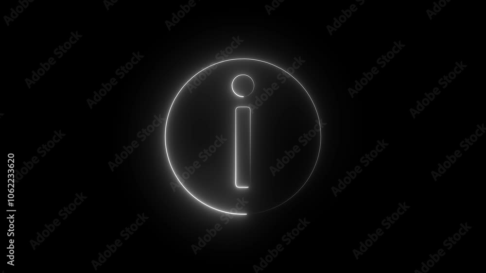 Neon glowing white help desk icon animation on black background. Glowing neon Help desk icon. Glowing neon information sign animation icon . Neon glowing white help desk icon animation on black background. Glowing neon Help desk icon. Glowing neon information sign animation icon .