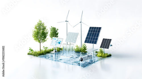 Renewable energy technologies including wind, solar, and hydro power