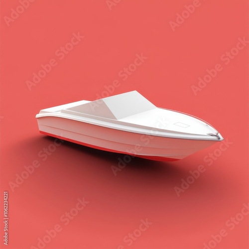 Sleek and Streamlined: Minimalist Speed Boat on Vibrant Background