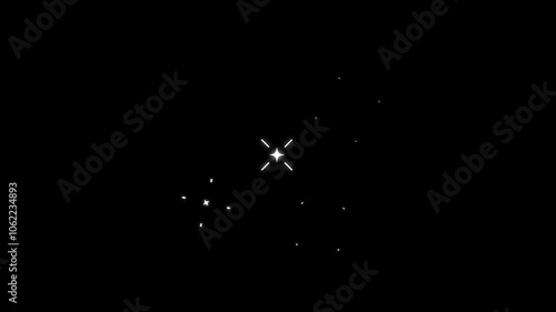 5 set Sparkling Stars Animation white  color, black background. Chroma key animation. Twinkle light glitter stars sparkling, Star twinkling