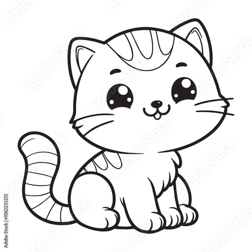 Cute cat sketch art drawing coloring pages for kids illustration