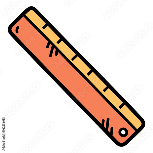 Colorful Wooden Ruler Icon for Education and Design