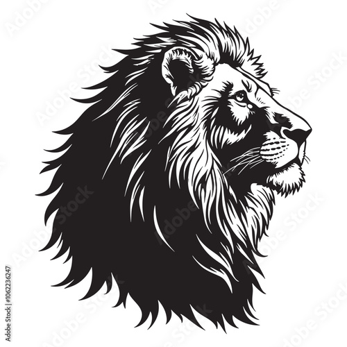 Lion head one side sketch art design vector
