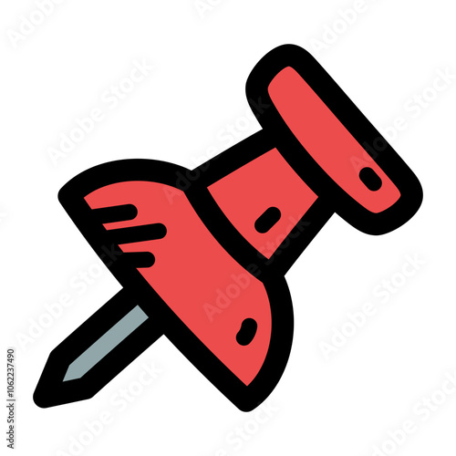 Colorful Red Push Pin Icon for Creative Projects
