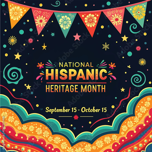 National Hispanic Heritage Month vibrant background illustration vector