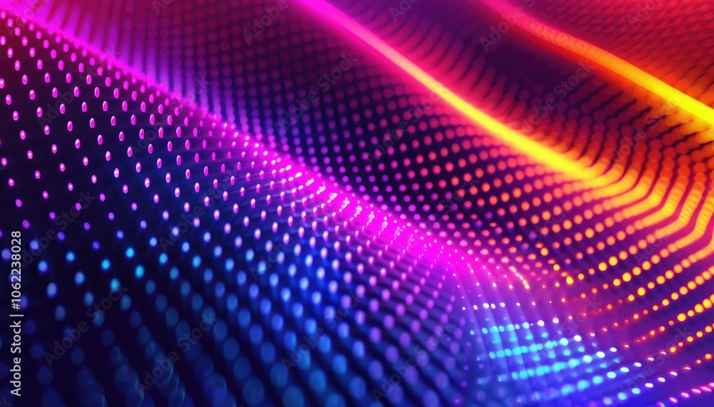 Abstract Wavy Pattern of Vibrant Pink, Blue, and Orange Lights Abstract Wavy Pattern of Vibrant Pink, Blue, and Orange Lights