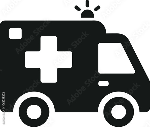 Ambulance Icon Vector - Emergency Medical Service Symbol for Healthcare and Safety Designs