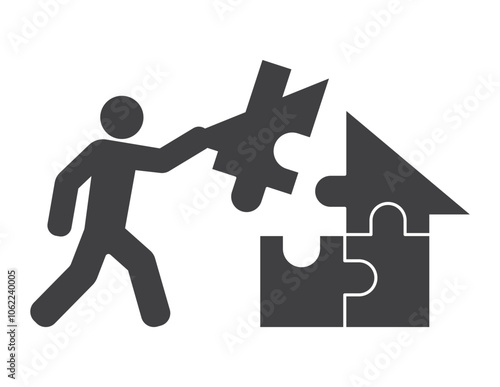person build house puzzle icon