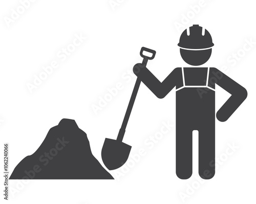 earthworks workman dig  with shovel icon