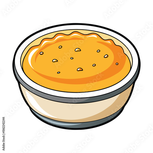 Creme brulee cheesecake vector illustration.