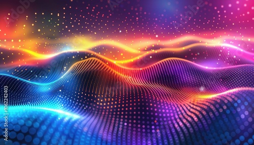 Abstract Colorful Wavy Pattern with Illuminated Dots