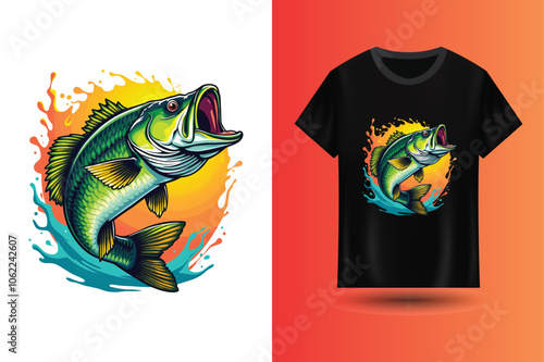 Big bass fish for t shirt design illustration vector