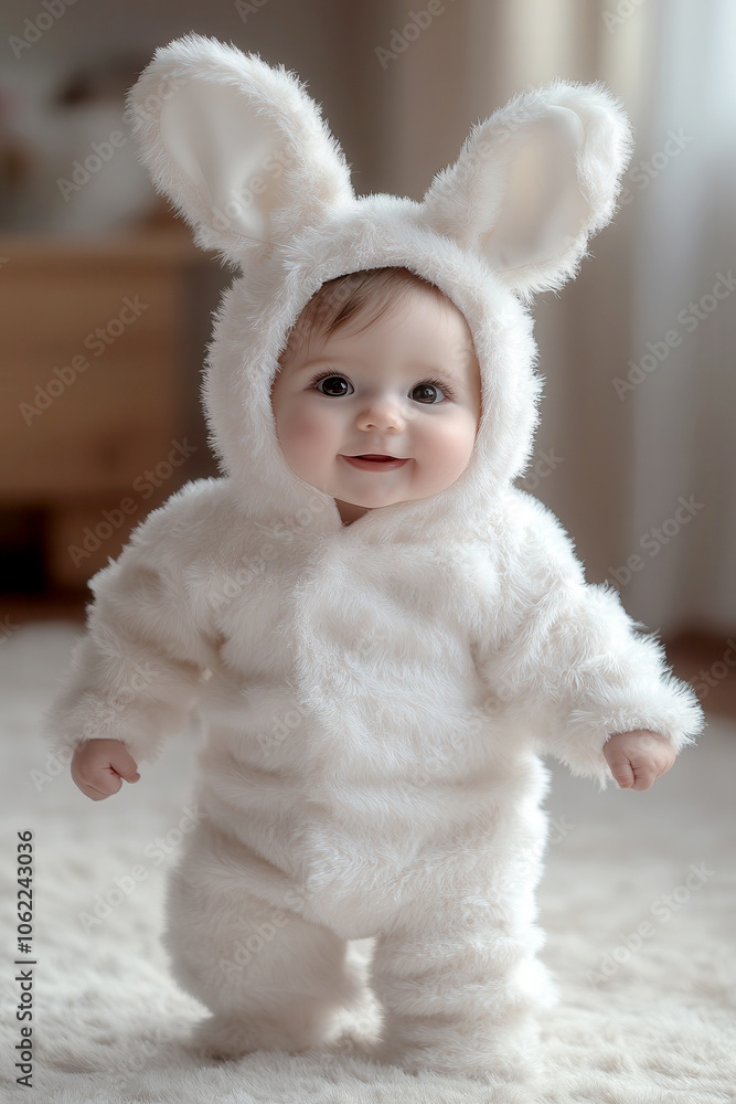 vertical image of an Adorable Baby in wearing Bunny Costume vertical image of an Adorable Baby in wearing Bunny Costume
