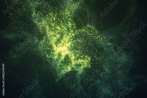 Abstract Motion Particles Glittering in Space Background.